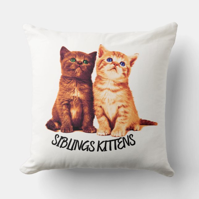Coussin Chatons frères et soeurs, deux chats mignons (Recto)