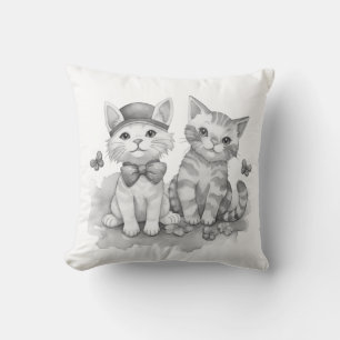 Coussin Chatons noirs et blancs