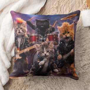 Coussin Chatons rockstar de heavy metal groupe punk lancen