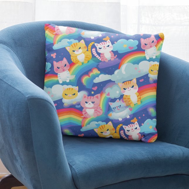 Coussin Chatons sur Rainbows (Créateur téléchargé)
