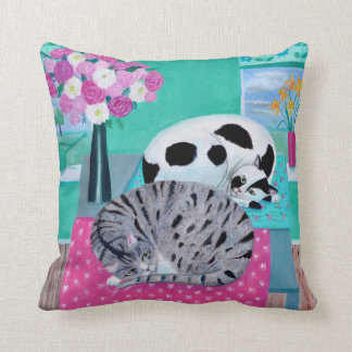 Coussin Chats au printemps