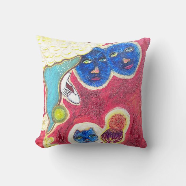 Coussin chats bleus (Recto)