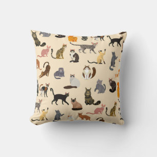 Coussin Chats colorés : Différentes races Motif