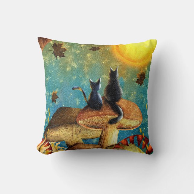 Coussin Chats de champignons (Recto)