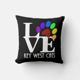 Coussin Chats de Key West aimés (texte blanc)