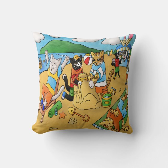 Coussin Chats de plage d'été (Recto)
