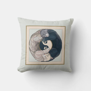 Coussin Chats de repos, Yin et Yang