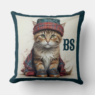 Coussin Chats écossais déguisé - chats tartans charmants