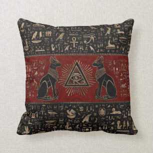 Coussin Chats égyptiens et oeil de Horus
