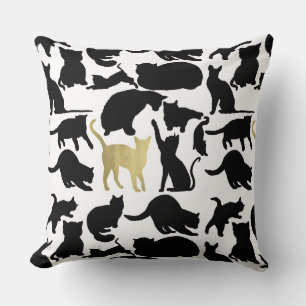 Coussin Chats en or noir