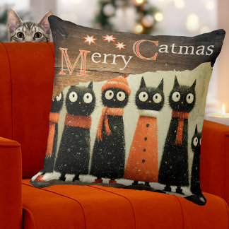 Coussin Chats fantaisistes mignons Noël rustique