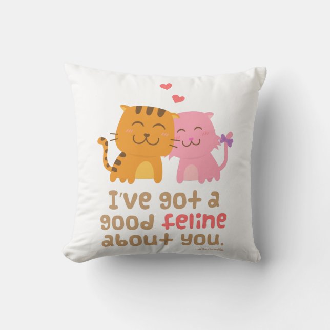 Coussin Chats félins mignons dans l'humour de calembour (Recto)