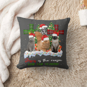 Coussin Chats Jésus est la raison de la saison Noël dégueu
