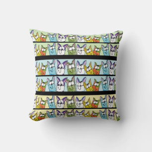Coussin Chats Kitty Lineup Colorful