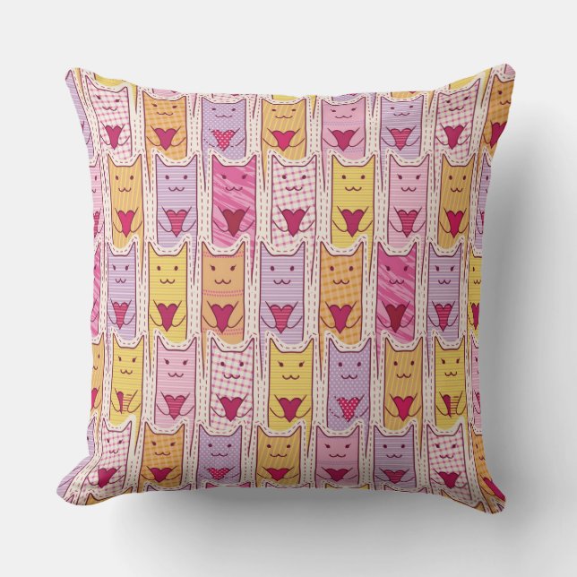 Coussin Chats mignons avec les coeurs affectueux (Recto)