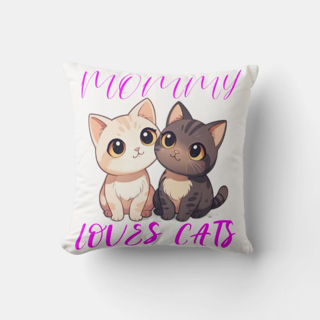 Coussin Chats mignons avec maman rose aime Chats Typograph (Recto)
