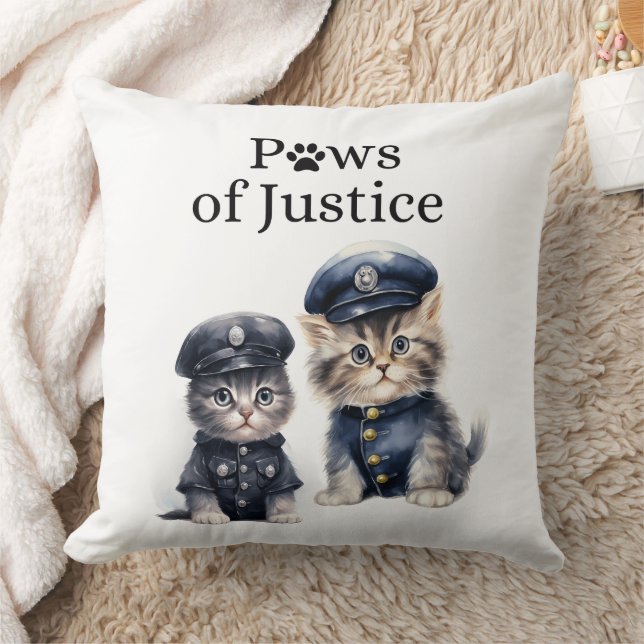 Coussin Chats mignons en uniforme de police Presses de jus (Couverture)