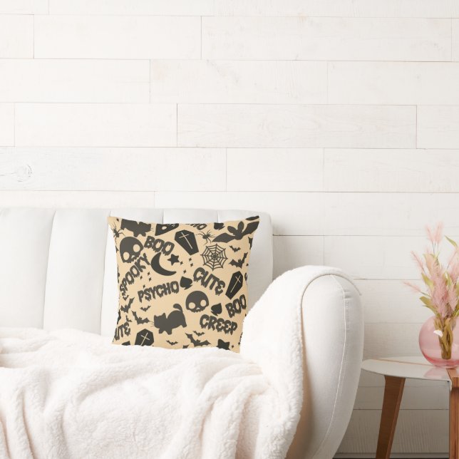 Coussin Chats Moons Chauves Chauves-souris Crânes Hallowee (Canapé)