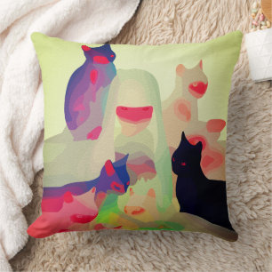 Coussin Chats mystiques et esprits – Art abstrait et vibra