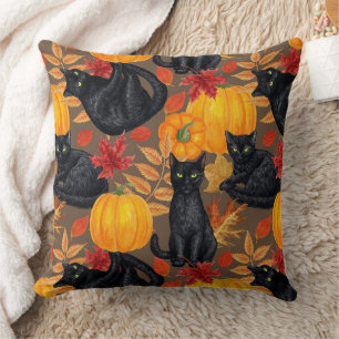 Coussin Chats noirs et citrouilles 2