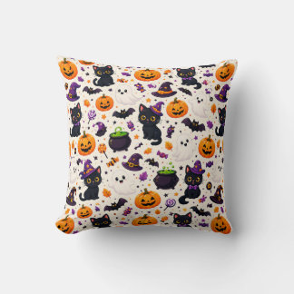 Coussin Chats noirs et citrouilles Utilisations de motif H