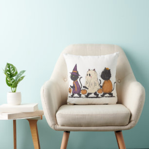 Coussin Chats noirs Halloween Trick or Treat Mignon et Eff