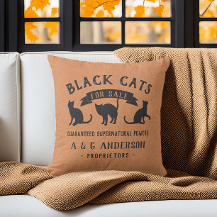 Coussin Chats noirs Vintages d'Halloween Personnalisé