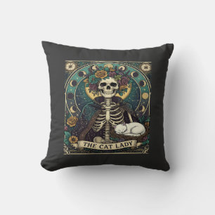 Coussin Chatte Dame Haloween Squelette Floral Lune Boussol