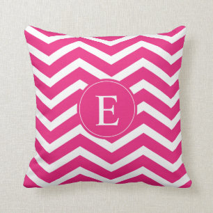 Coussin Chaud rose blanc Chevron Monogramme
