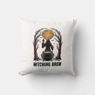 Coussin Chaudière de sorcière Halloween Vintage Gravure T-