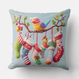 Coussin Chaussettes de Noël Festives Accrochées avec du Ho