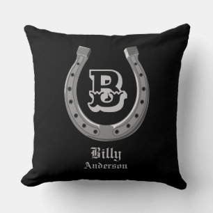Coussin Chaussure Cheval Cowboy Monogramme personnalisé