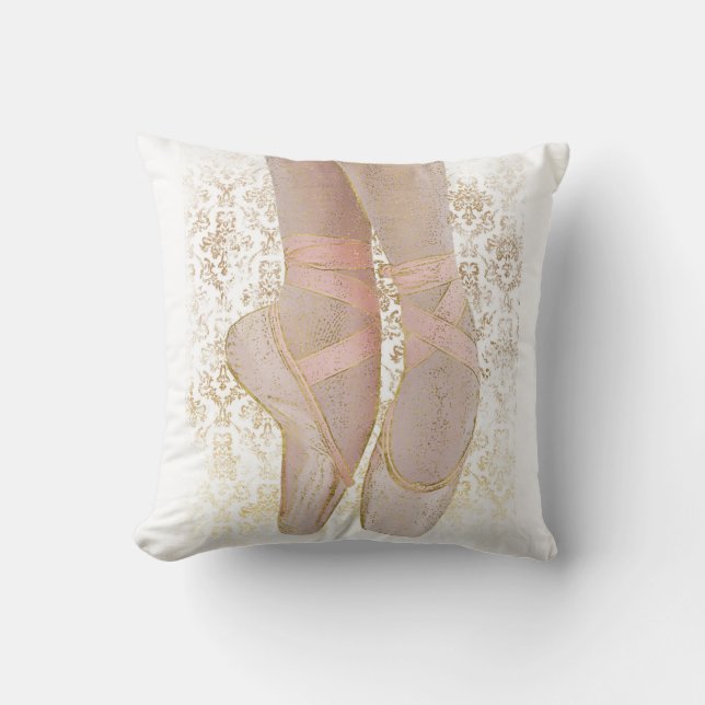 Coussin Chaussures de talon de ballet - Or rose Blanc (Recto)