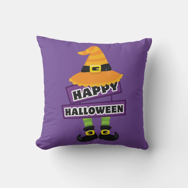 Coussin Chaussures et Casquette de sorcière Halloween (Recto)