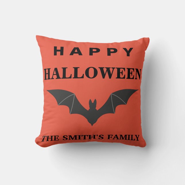 Coussin Chauve-souris Halloween personnalisée (Recto)