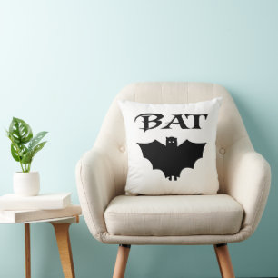 Coussin Chauve-souris noire et blanche mignonne Halloween