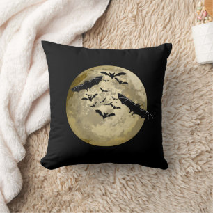 Coussin Chauves-souris de vol nocturne et pleine lune de r