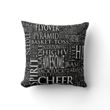 Coussin Cheerleading de nuage de mot dans noir et