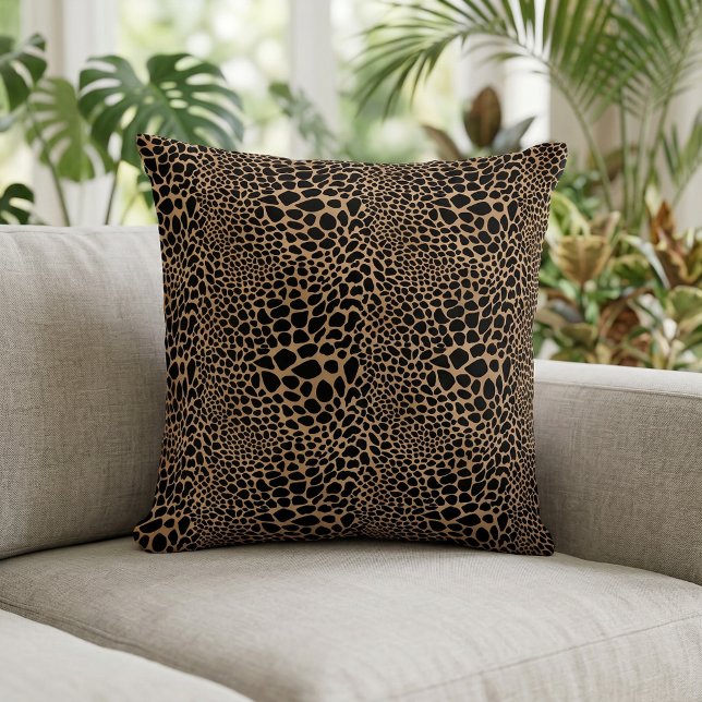 Coussin Cheetah Imprimer Grands et Petits Points Lancer Or (Animal Print Pillow)