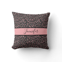 Cheetah Noir rose Monogramme Jeu d'oreiller