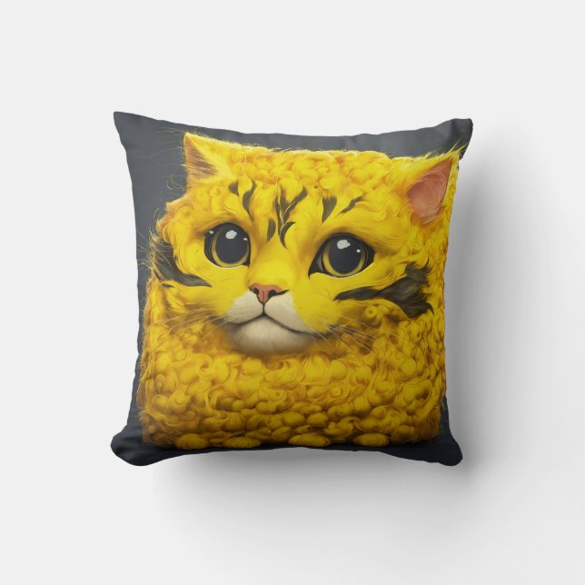 Coussin "Chef-d'oeuvre du chat jaune en forme de fleur - (Recto)