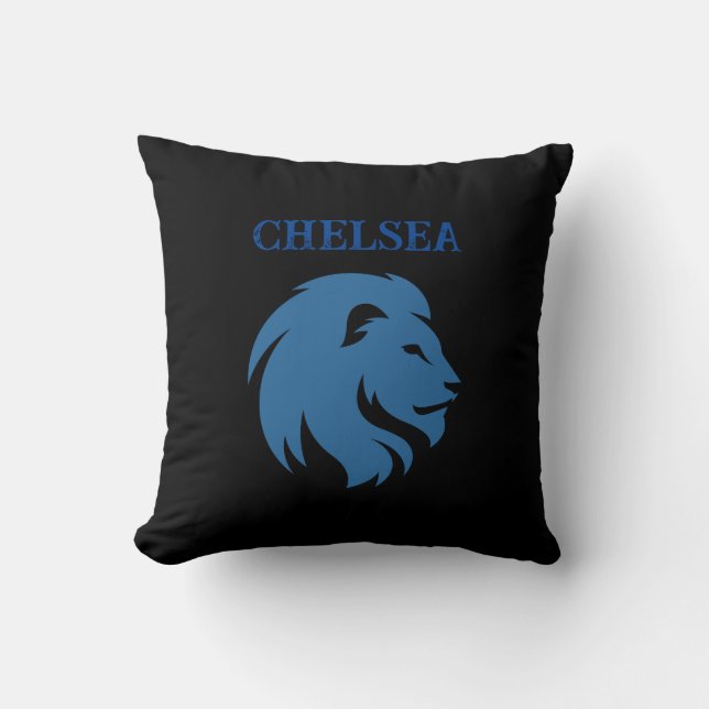 Coussin Chelsea FC avec image de lion. Personnalisable . C (Recto)