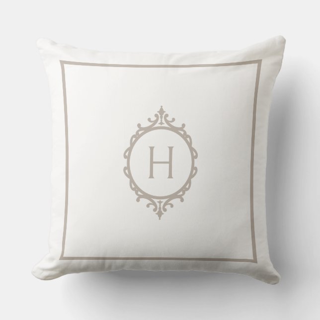 Coussin Chelsea Light Taupe et blanc Monogramme (Recto)