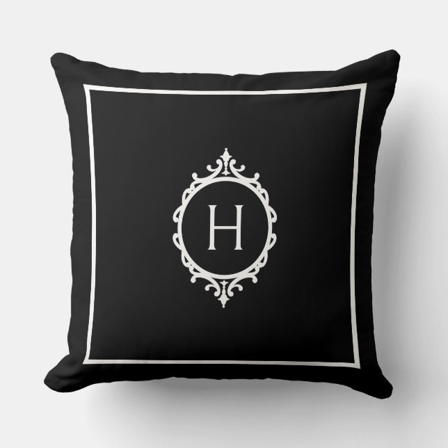 Coussin Chelsea noir et blanc Monogramme (Recto)