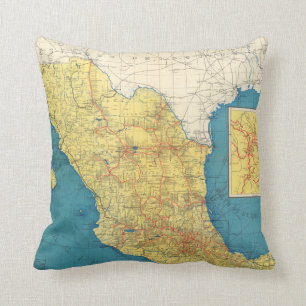 Coussin Chemins de fer nationaux de carte du Mexique
