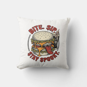 Coussin Chemise Burger Épouvantable Gravure Vintage Hallow