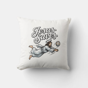 Coussin Chemise chrétienne vintage Jésus Sauve Volleyball
