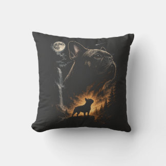 Coussin Chemise de Bouledogue Français Hurleur à la Lune,