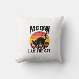 Coussin Chemise de chat Halloween Meow Design de chat noir