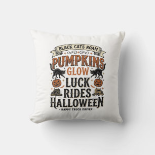 Coussin Chemise de chauffeur de camion Halloween avec chat